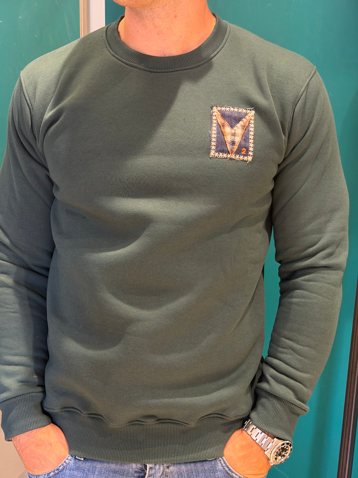 Felpa verde bosco patch
