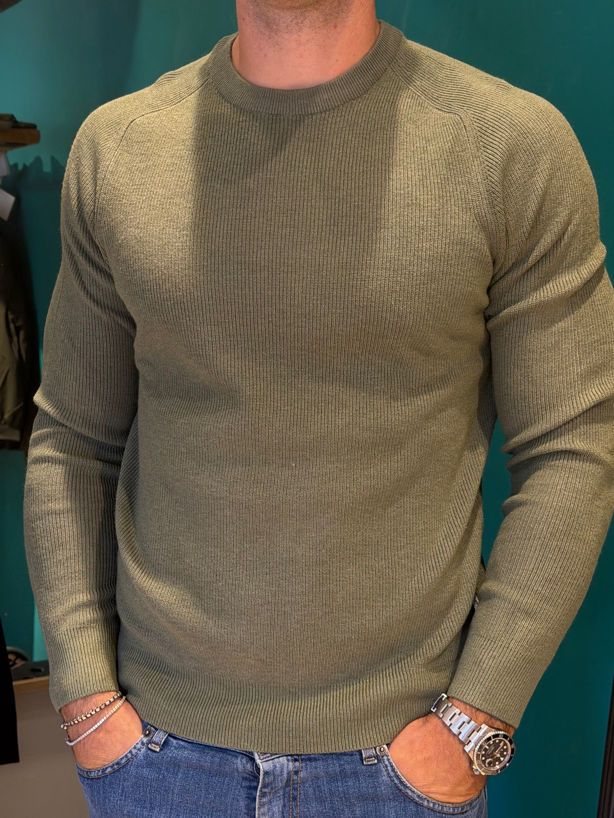Maglione girocollo salvia