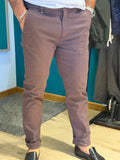 Pantalone chino slim in cotone bordeaux melange