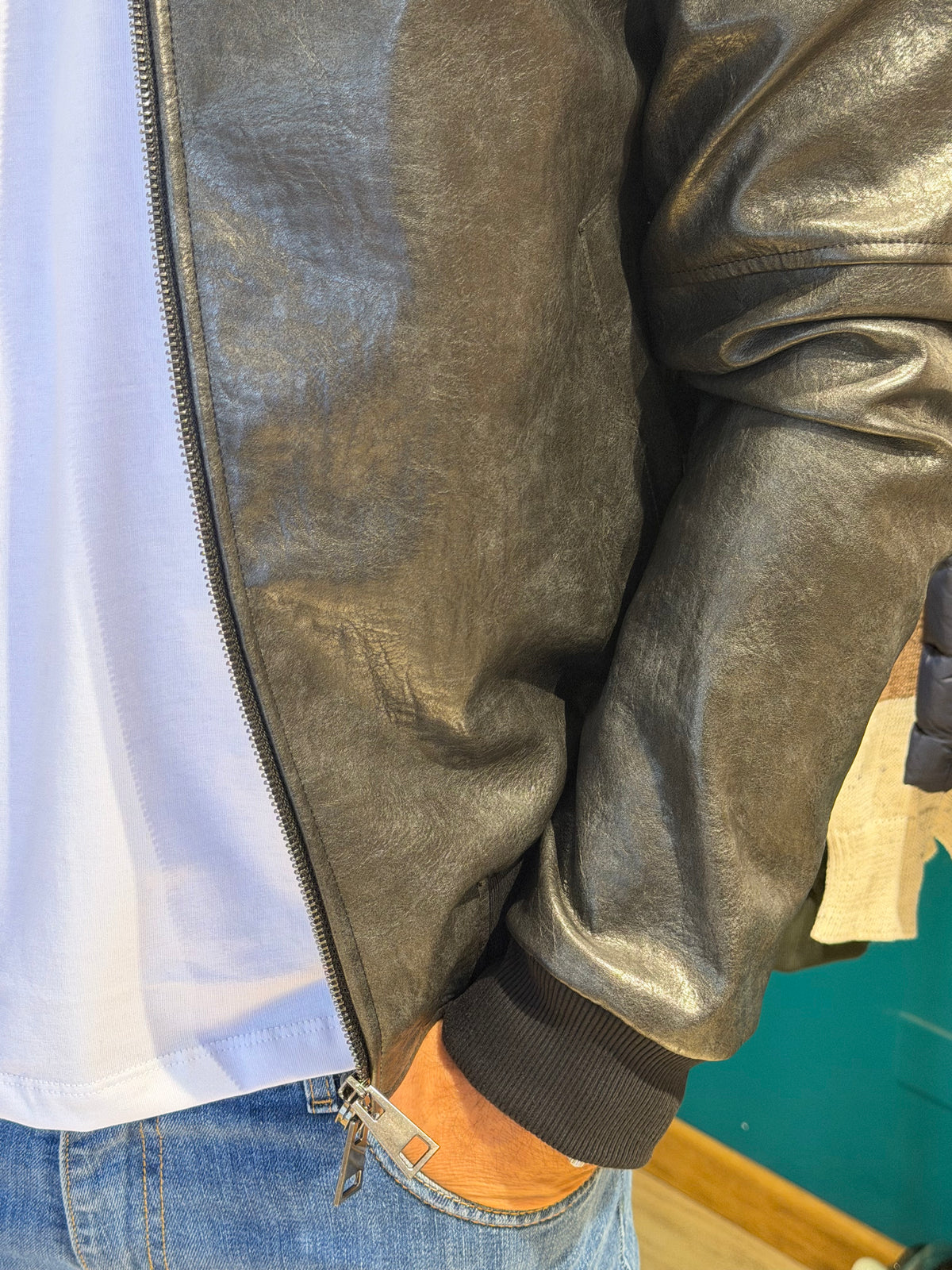 Bomber nero ecopelle