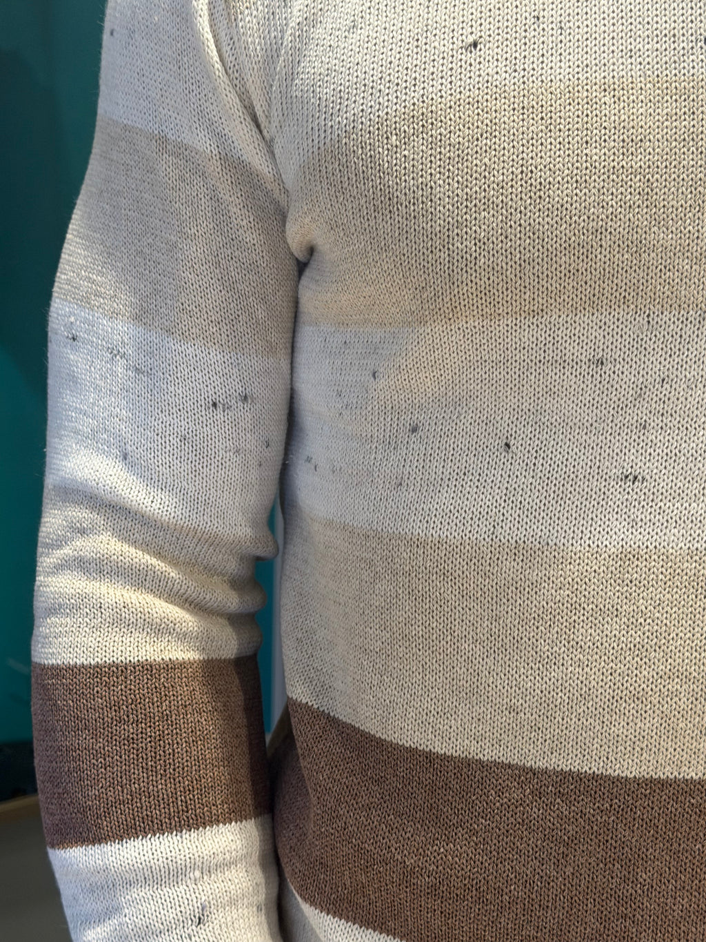 Maglione girocollo a righe larghe