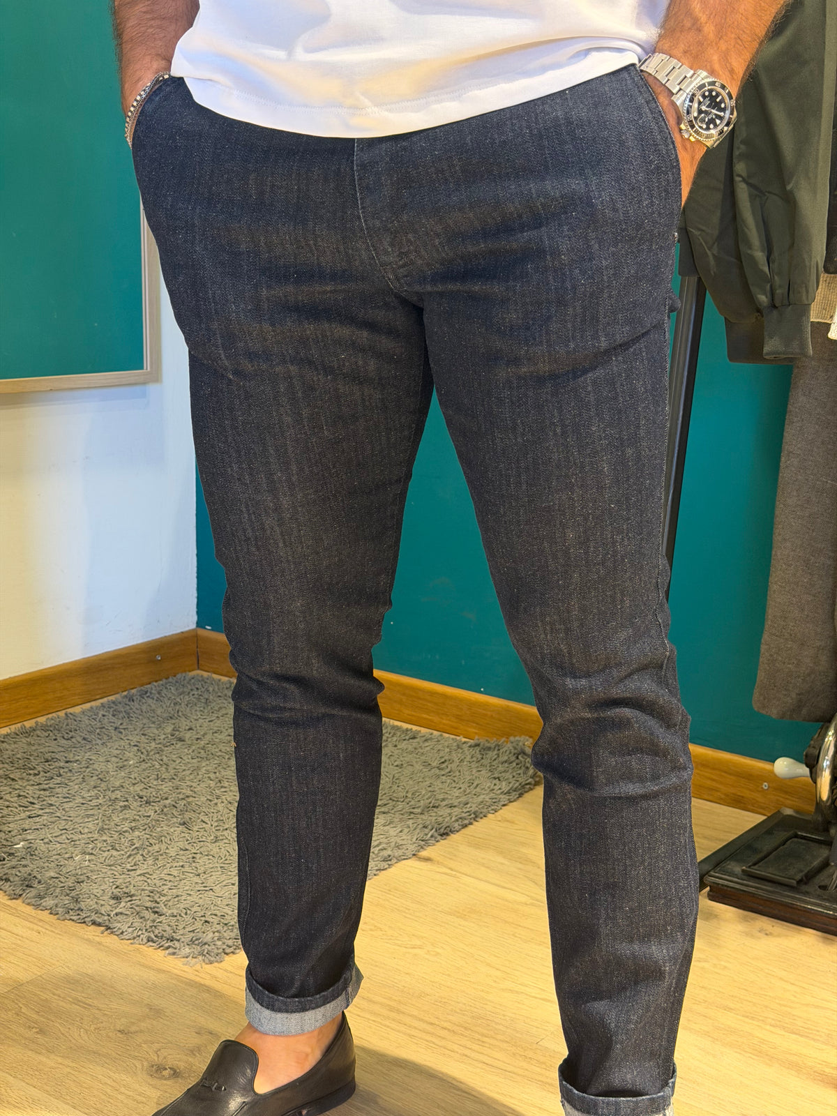 Jeans slim in denim blu scuro