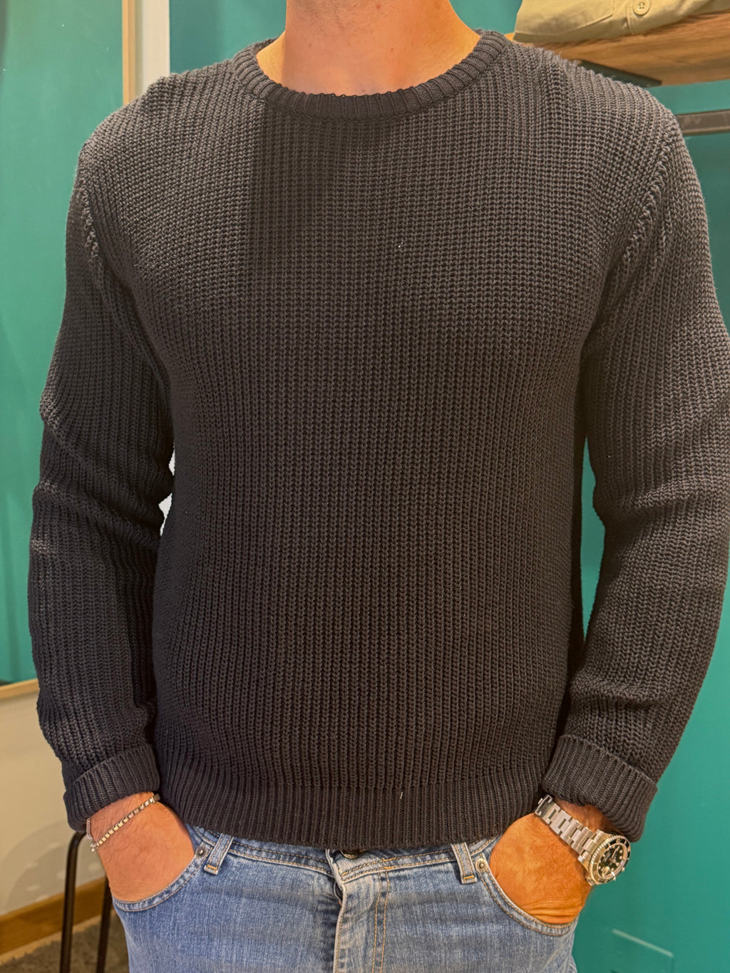 Maglione girocollo blu notte