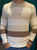 Maglione girocollo a righe larghe