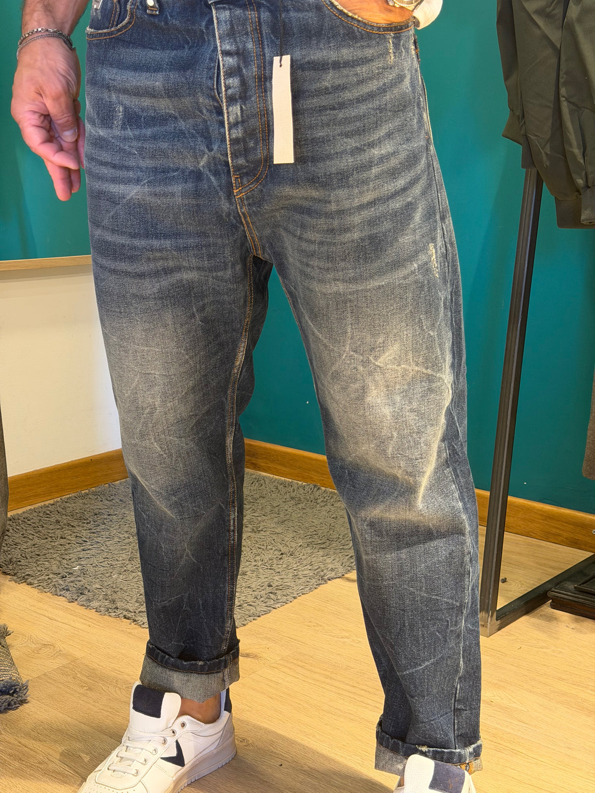 Jeans loos fit denim in blu vissuto