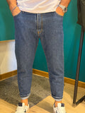 Jeans carrot fit in denim blu medio