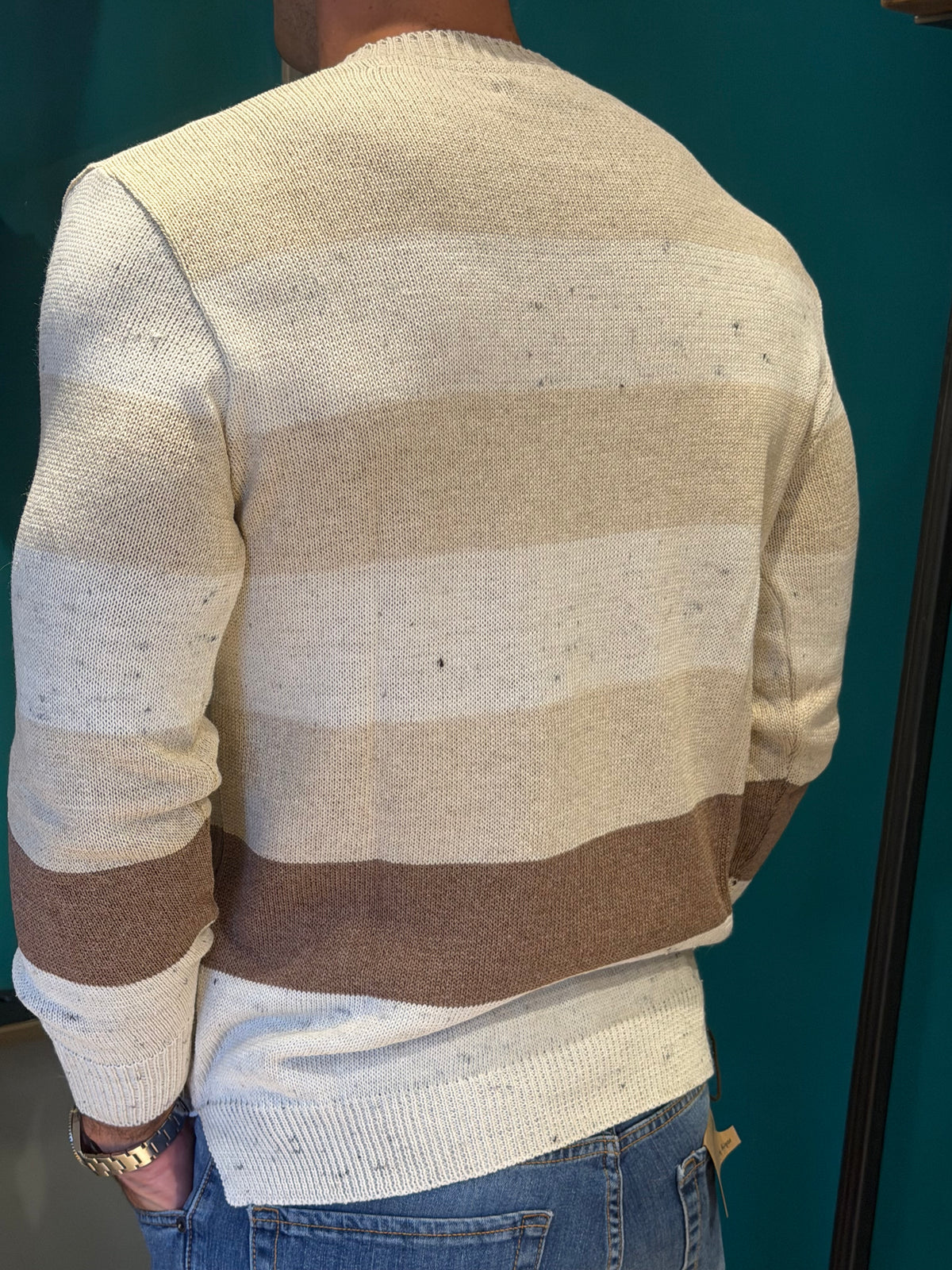 Maglione girocollo a righe larghe