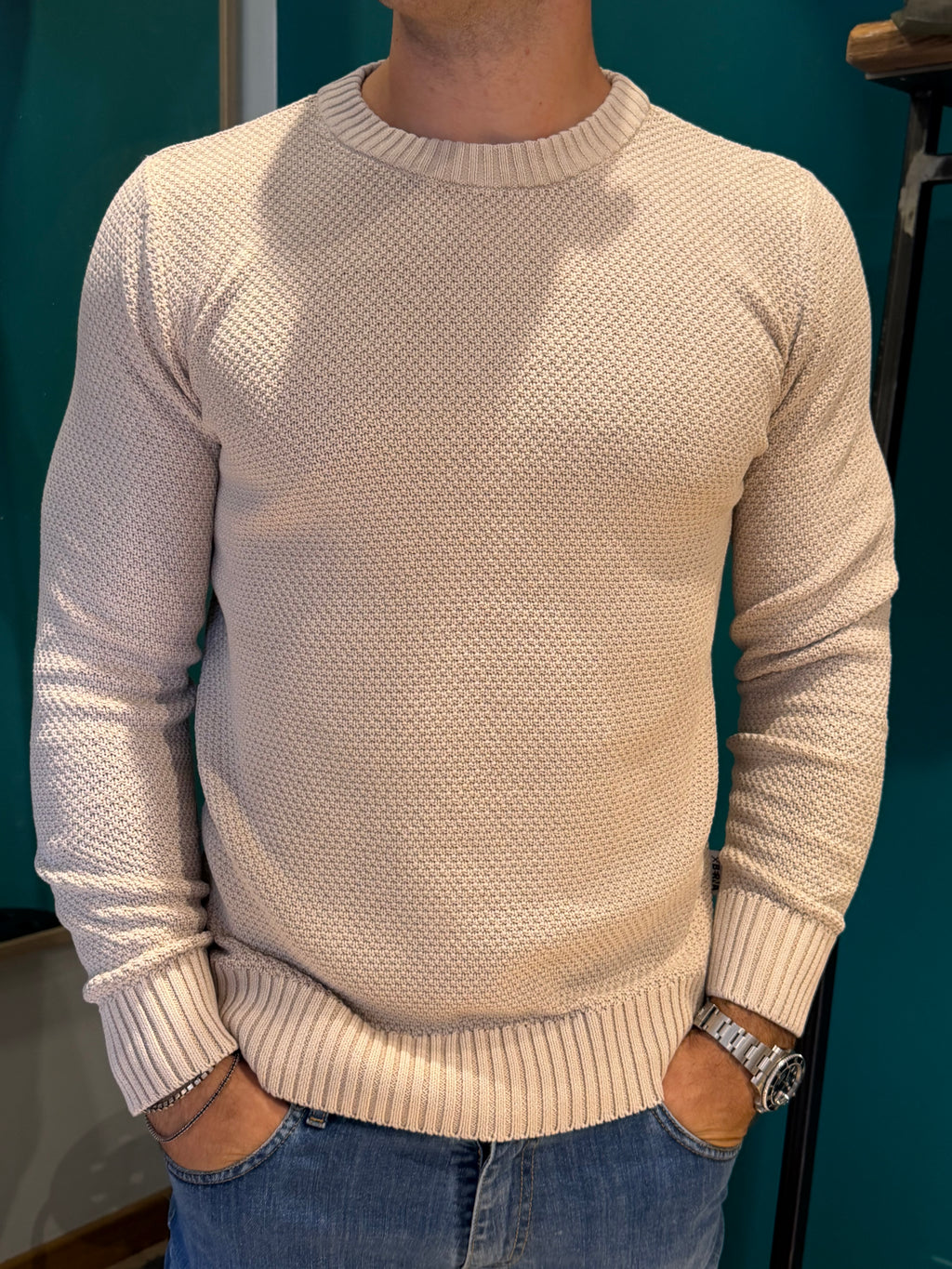 Maglione girocollo sabbia
