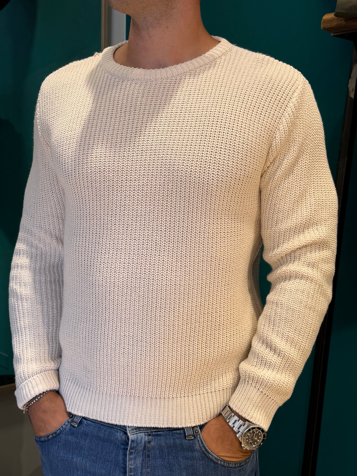 Maglione girocollo panna