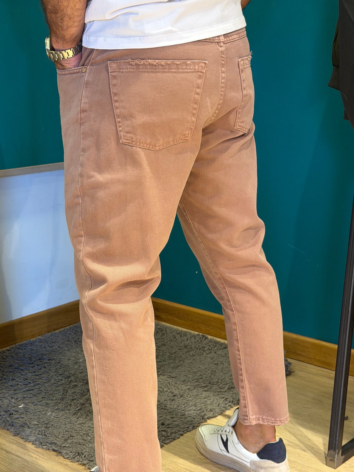 Pantalone cinque tasche terracotta chiaro
