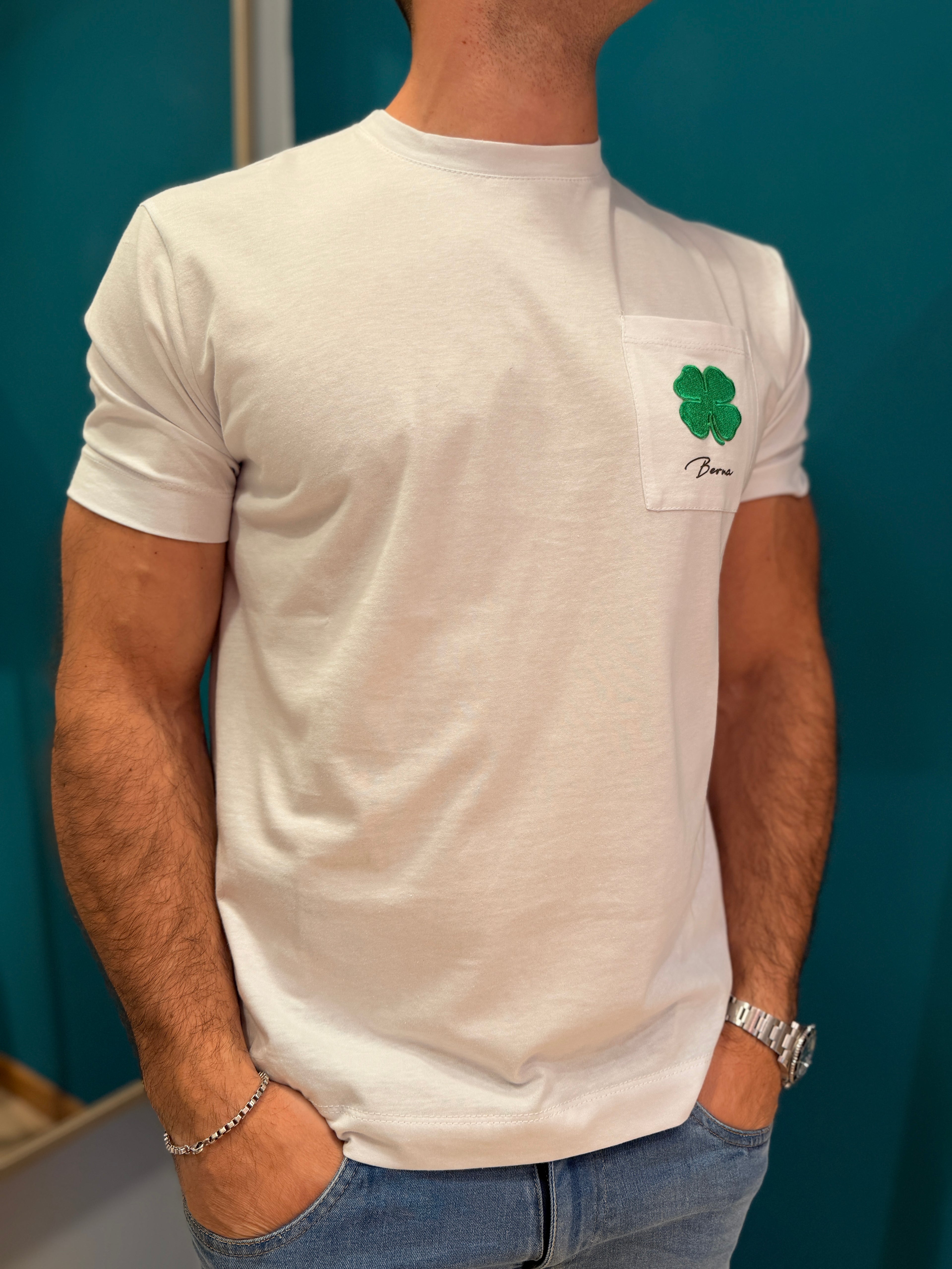 T-shirt Berna Quadrifoglio Bianca over fit