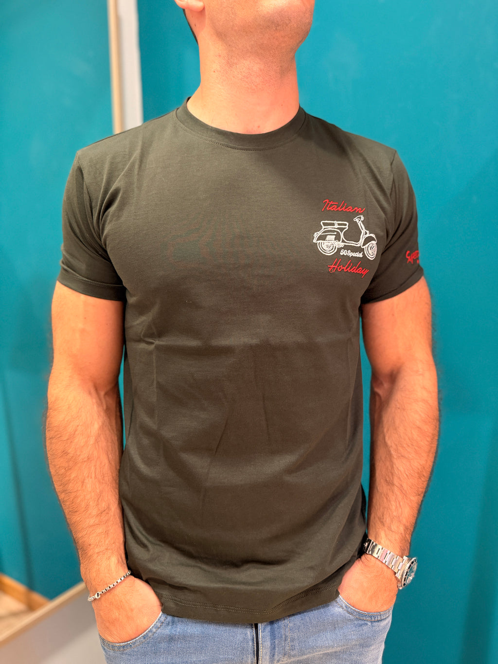 T-shirt Italian Holiday Verde Militare Superculture