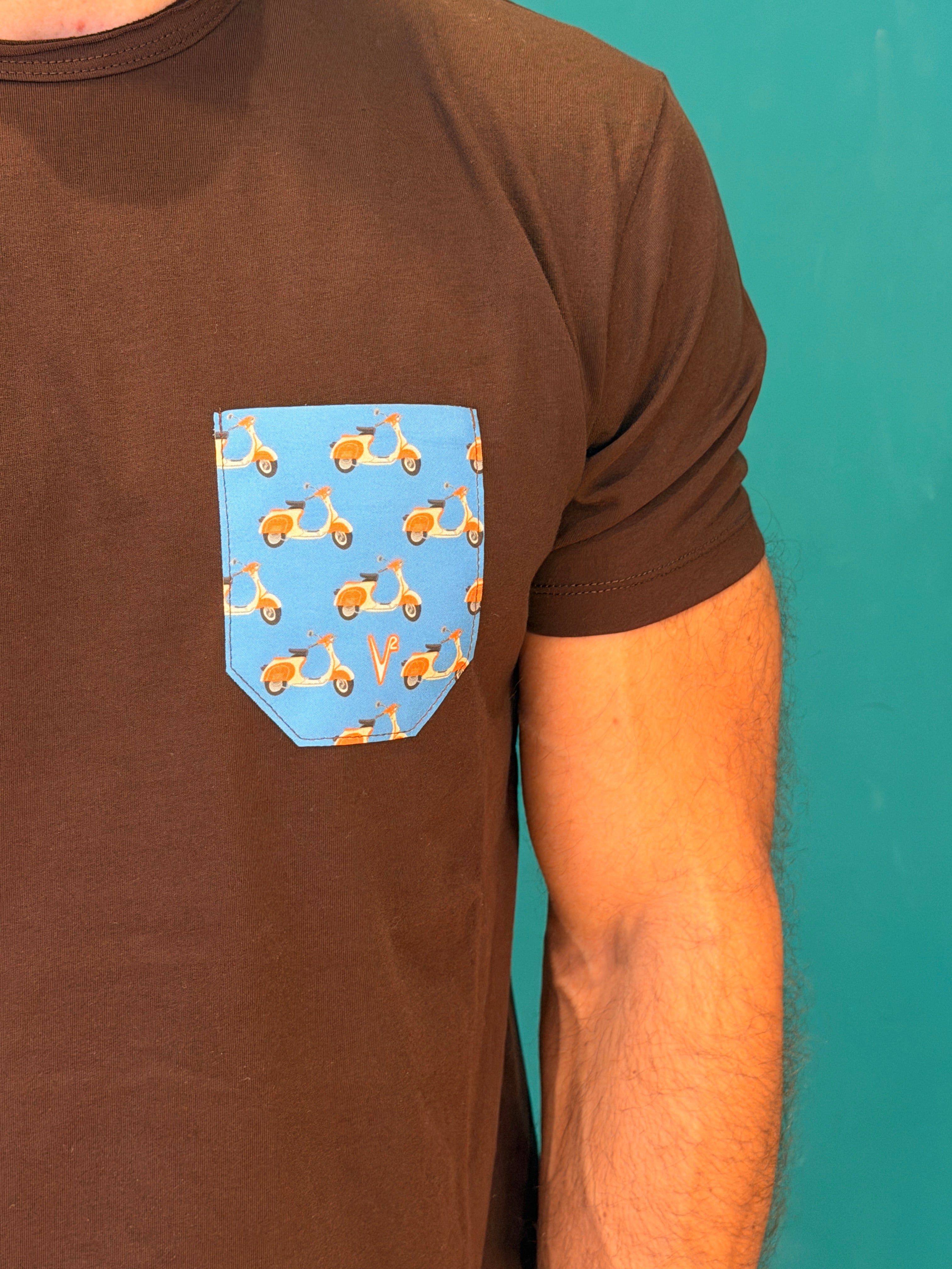 T-shirt Pocket Vespa Marrone v2