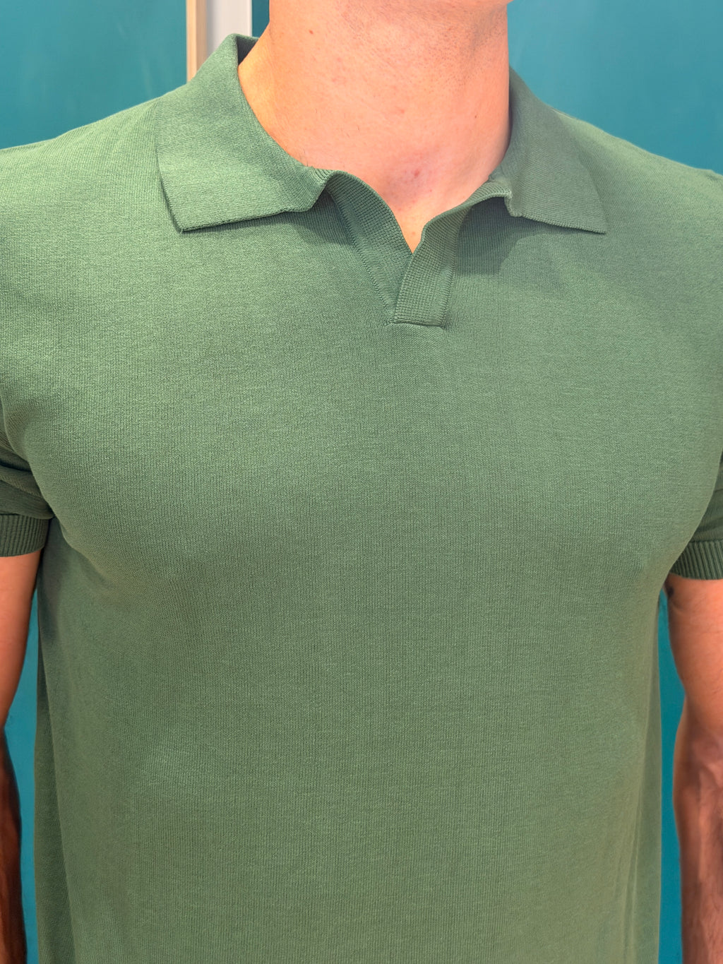 Polo in Maglia Verde Salvia