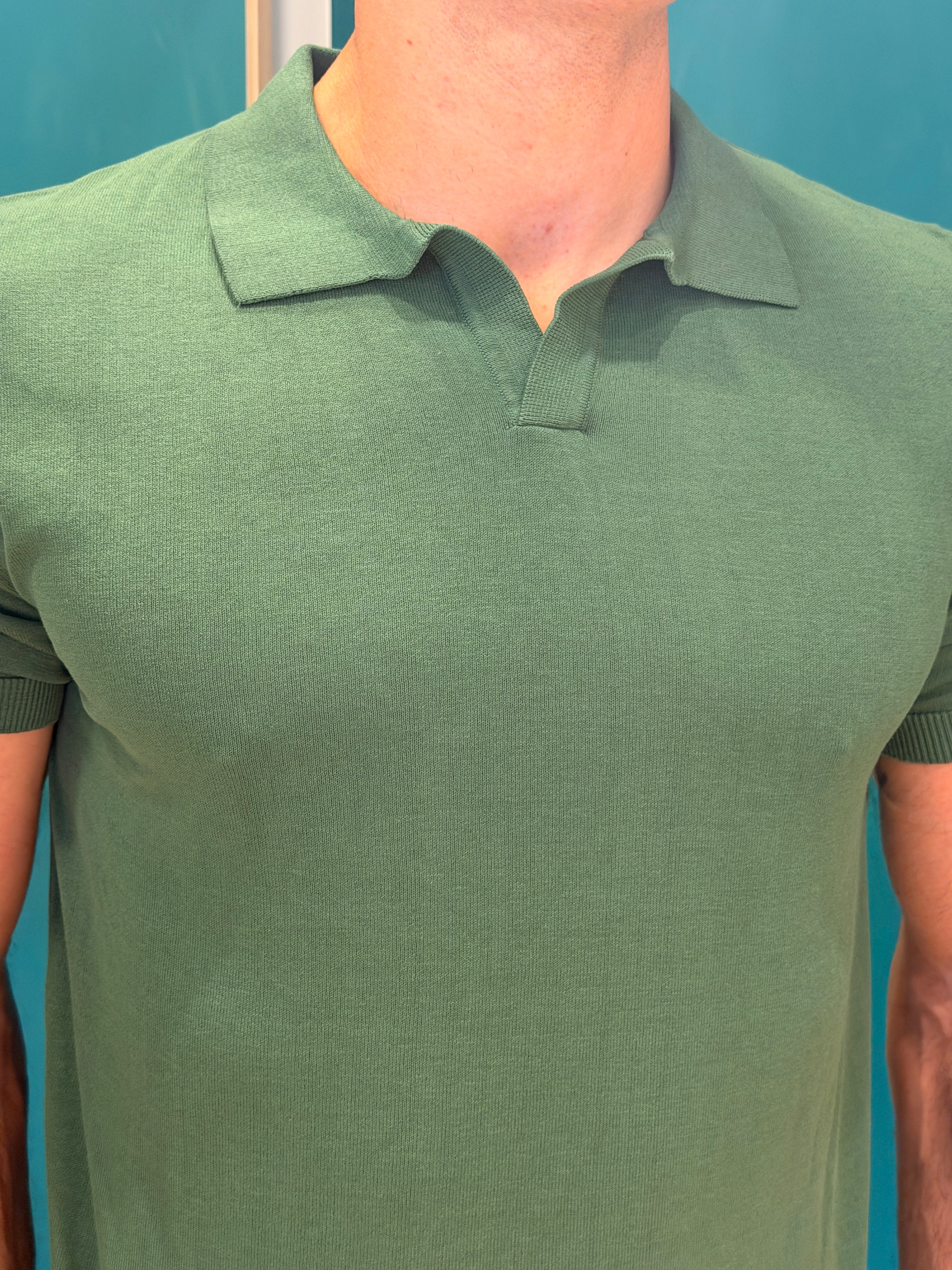 Polo in Maglia Verde Salvia