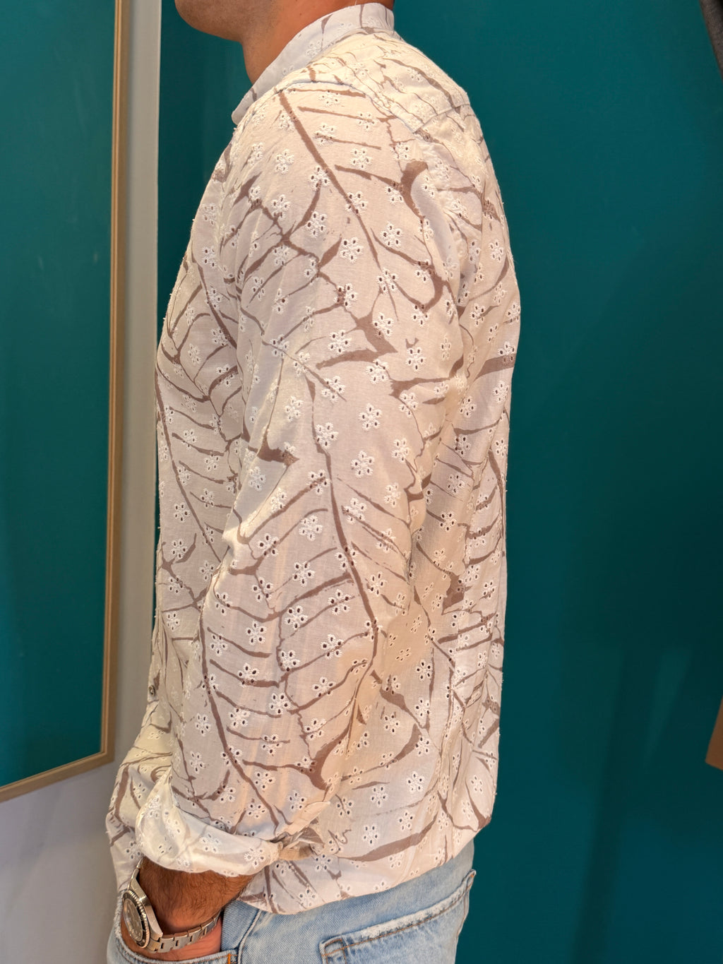 Camicia sangallo foglie