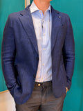 Blazer in lino blu medio