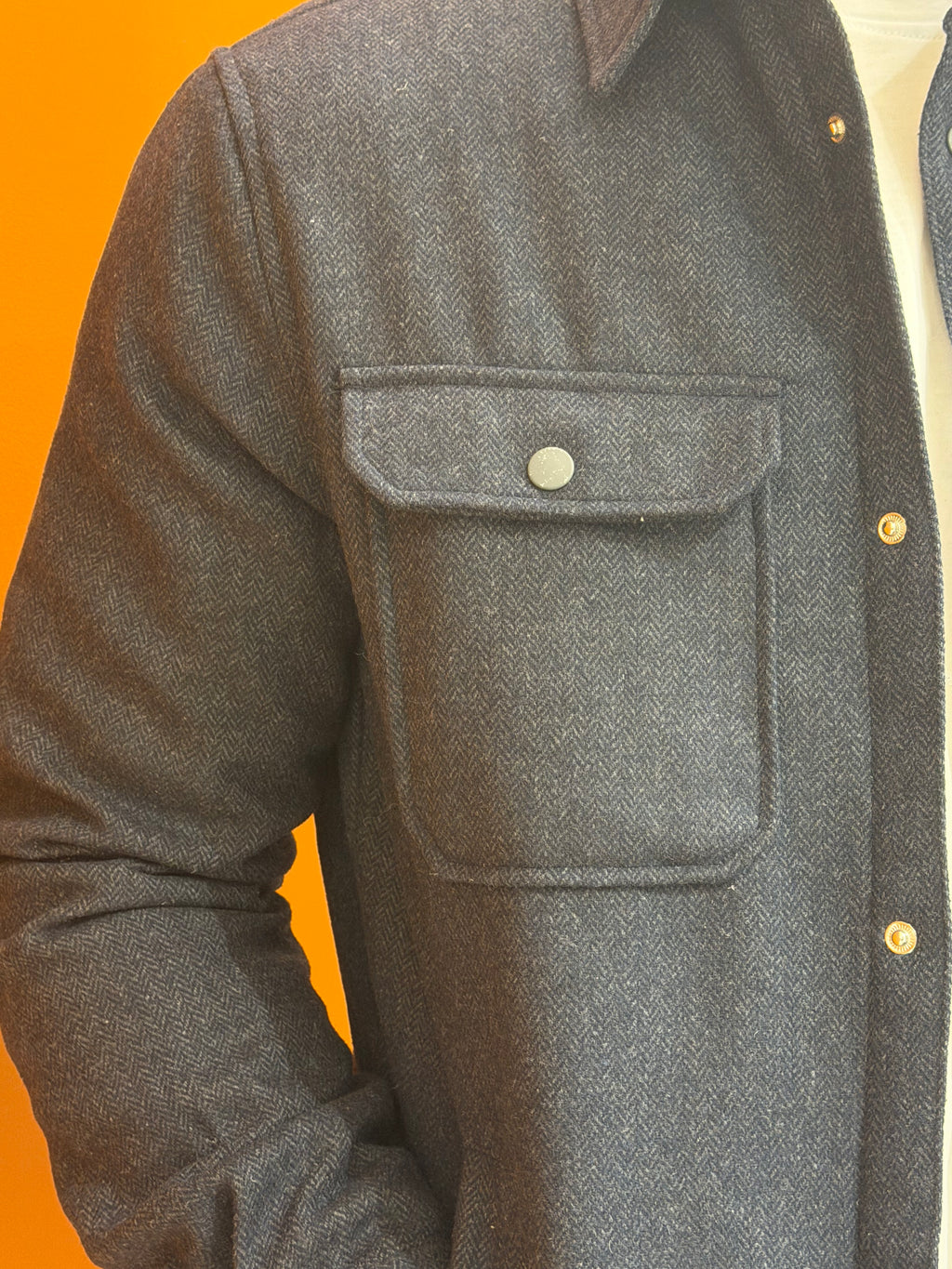 Overshirt in tessuto spigato blu notte