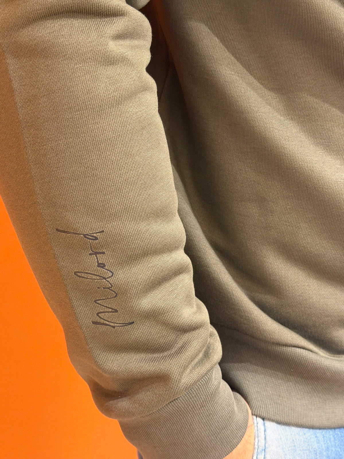 Felpa girocollo militare con logo gommato