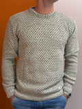 Maglione girocollo in maglia strutturata bianco e verde
