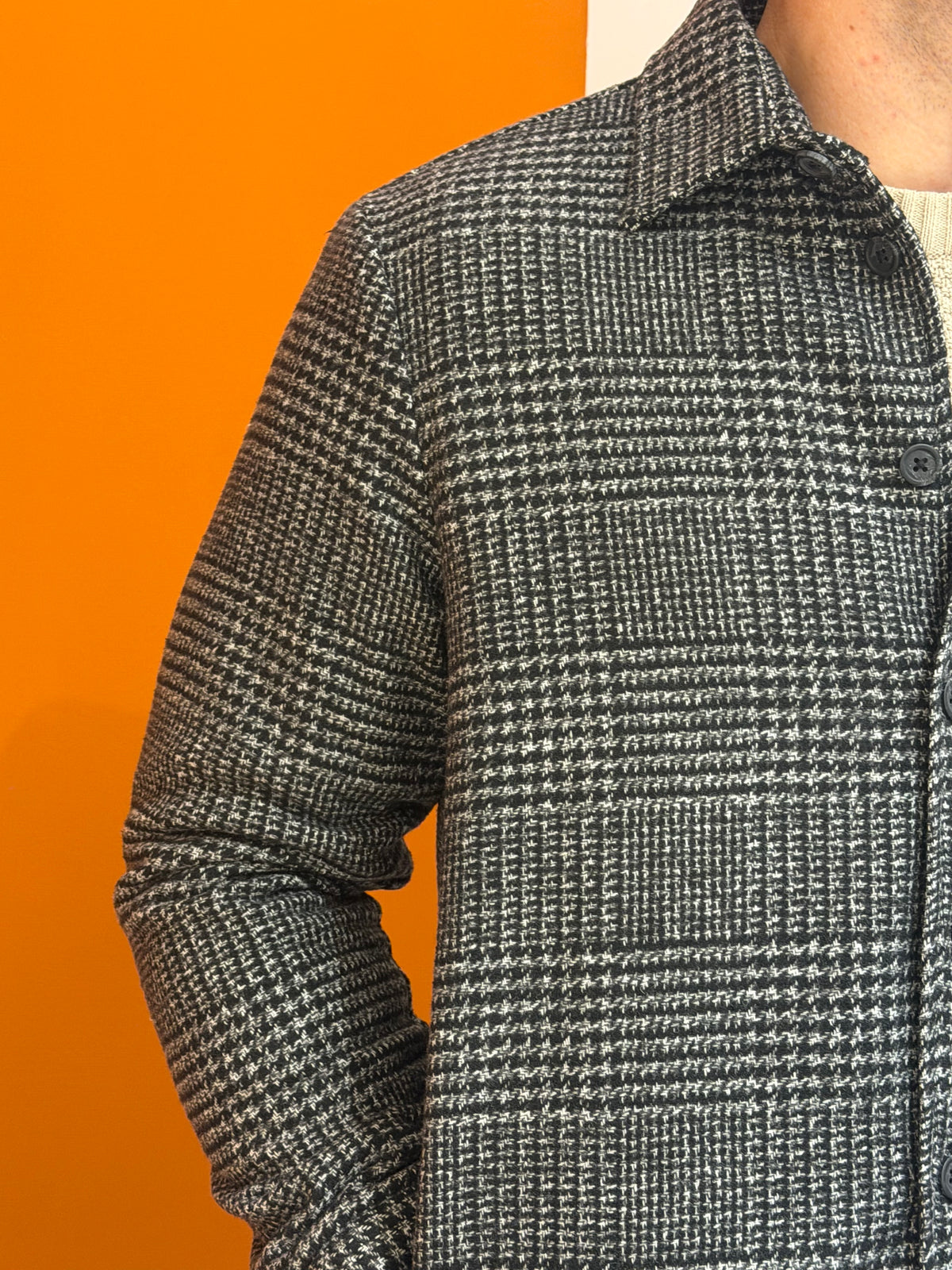 Overshirt principe di Galles nero e grigio