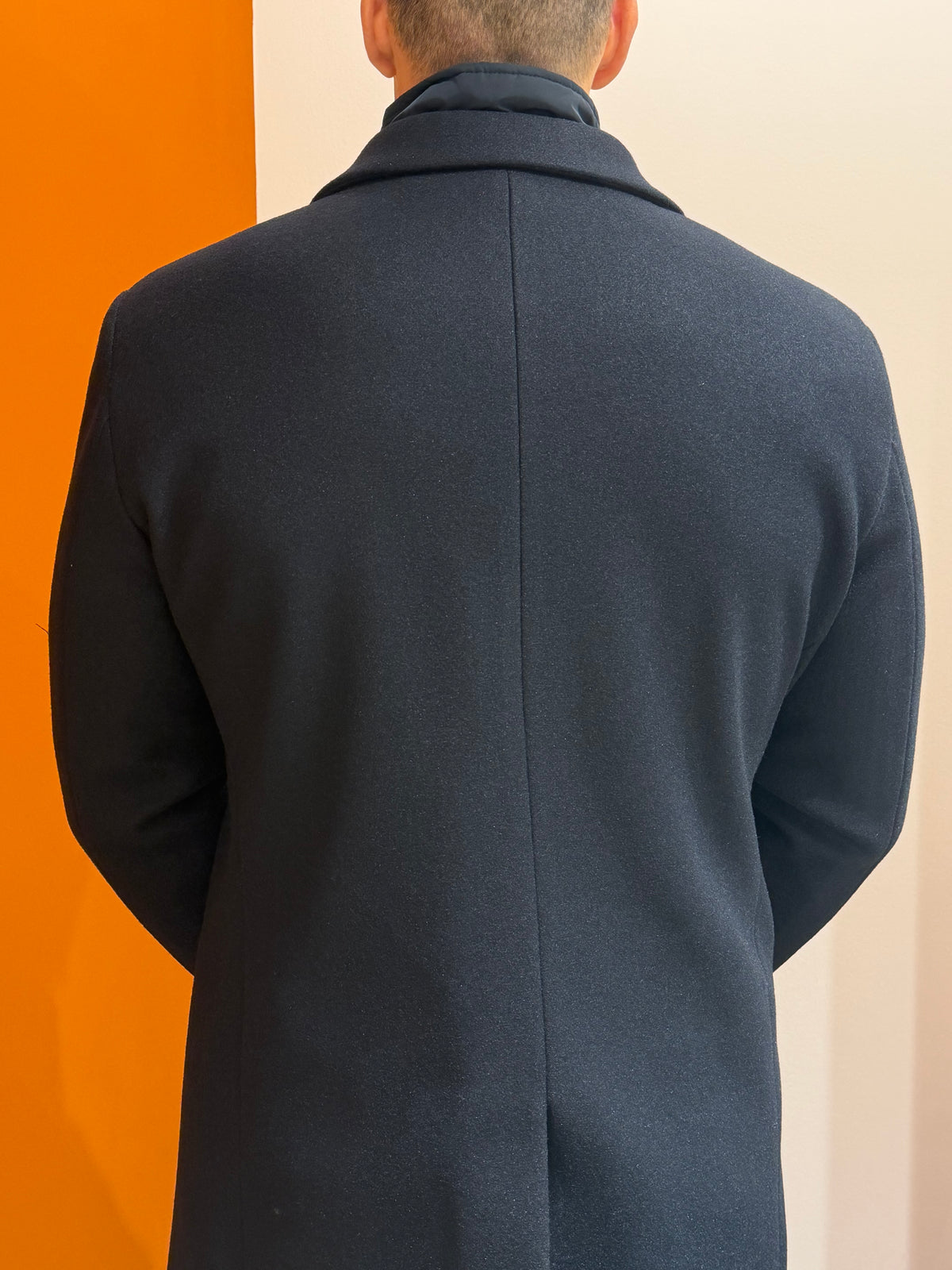 Caban doppiopetto blu navy in tessuto cotto