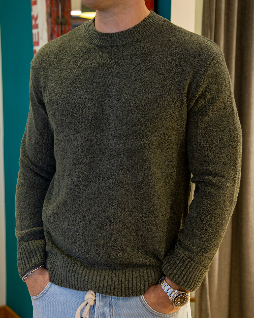 Maglione cotone verde oliva Jack& Jones